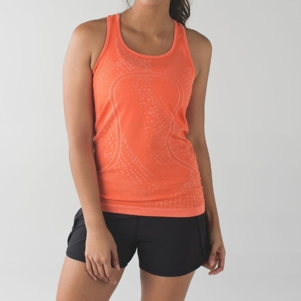 Lululemon Swiftly Tech Racerback Tank Heathered Duck Sauce Orange Sz 4 Active‎